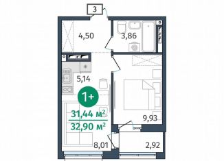 Продажа 1-комнатной квартиры, 31.4 м2, Тюмень, Центральный округ