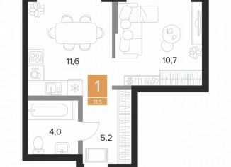 Продам 1-ком. квартиру, 31.5 м2, Курск