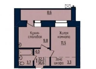 Продам 1-комнатную квартиру, 36.6 м2, Благовещенск