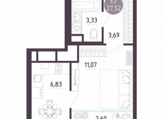 1-ком. квартира на продажу, 27.5 м2, Тула, Пряничная улица, 8