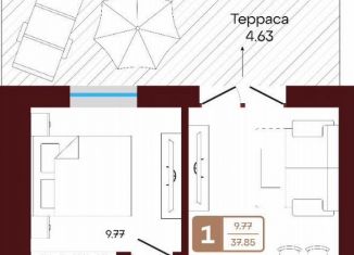 Продажа однокомнатной квартиры, 37.9 м2, село Акбердино