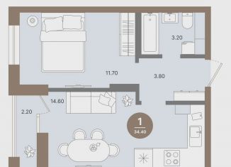 Продам однокомнатную квартиру, 34.4 м2, Нижегородская область