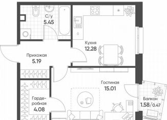 Продажа 1-комнатной квартиры, 42.5 м2, Казань