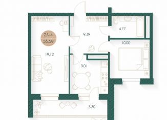 2-ком. квартира на продажу, 55.6 м2, Татарстан