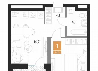 Продажа однокомнатной квартиры, 35.2 м2, Курск