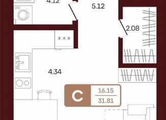 Продам 1-ком. квартиру, 31.8 м2, село Акбердино