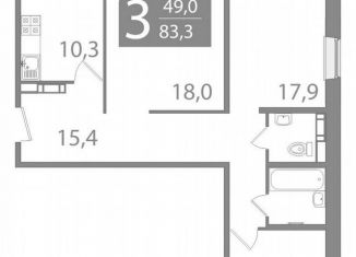 Продам 3-ком. квартиру, 83.3 м2, Томск, улица Пришвина, 46
