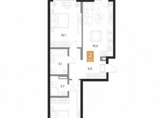 2-комнатная квартира на продажу, 69 м2, Курск