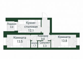 Продаю двухкомнатную квартиру, 51.4 м2, Екатеринбург, Ленинский район