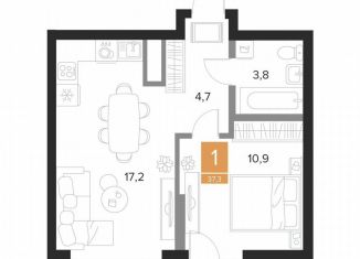 Продаю 1-комнатную квартиру, 37.3 м2, Курск, улица Бойцов 9-й Дивизии