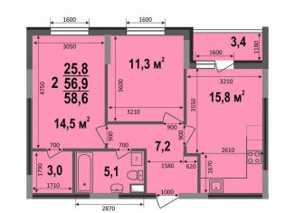 2-ком. квартира на продажу, 58.6 м2, Владимир, Смоленская улица, 3Б, ЖК Веризино лайф