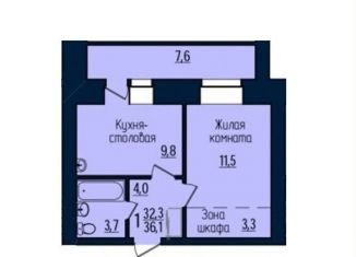 Продаю однокомнатную квартиру, 36.1 м2, Благовещенск