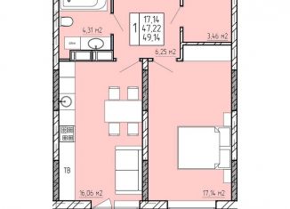Продажа 1-ком. квартиры, 49.1 м2, Калуга, ЖК Поле Свободы
