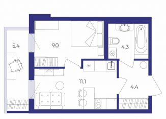 Продам однокомнатную квартиру, 29 м2, посёлок Шушары, Старорусский проспект, 11