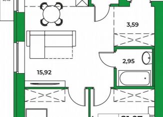 Продается 2-комнатная квартира, 52.9 м2, Республика Башкортостан