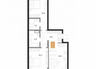 Продаю 2-ком. квартиру, 65.2 м2, Курск