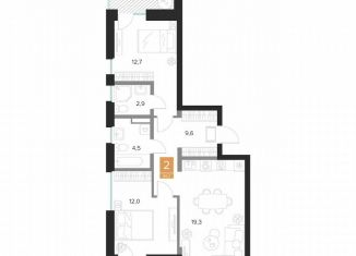 Продам 2-комнатную квартиру, 66.3 м2, Курск