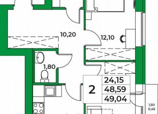 Продается 2-ком. квартира, 49 м2, Республика Башкортостан