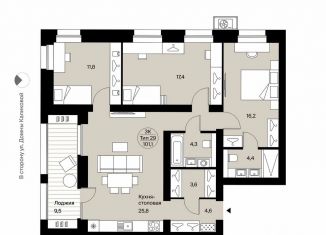 Продам 3-ком. квартиру, 101.1 м2, Сыктывкар, Интернациональная улица, 200