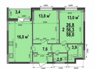 Продаю двухкомнатную квартиру, 58 м2, Владимир, Смоленская улица, 3Б, ЖК Веризино лайф