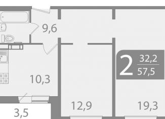 Продажа 2-ком. квартиры, 57.6 м2, Томск, улица Пришвина, 46