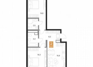 Продажа 2-комнатной квартиры, 64.3 м2, Курск