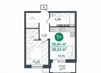 Продам 1-комнатную квартиру, 36.6 м2, деревня Дударева, улица Сергея Джанбровского, 27к1