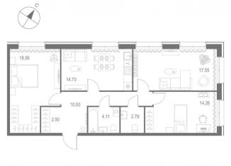 Продается 3-ком. квартира, 83.5 м2, Санкт-Петербург, метро Балтийская