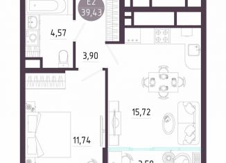 Продается 1-ком. квартира, 39.4 м2, Тула, Пряничная улица, 8