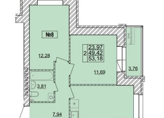 2-комнатная квартира на продажу, 53 м2, Ярославль, улица Попова, 16