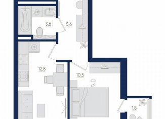 1-комнатная квартира на продажу, 33.4 м2, Республика Башкортостан