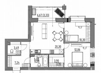 Продажа 2-ком. квартиры, 64.8 м2, деревня Новолисиха