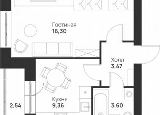 Продажа однокомнатной квартиры, 35.3 м2, Тула, улица Героя России Зиничева, 8