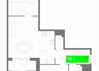 Продам 2-комнатную квартиру, 71.2 м2, Санкт-Петербург, метро Звёздная, Московское шоссе, 13ВА