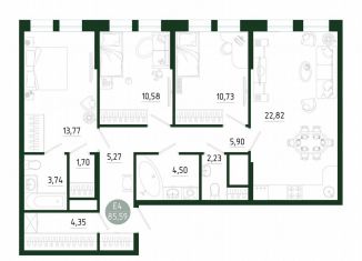 Продаю 3-комнатную квартиру, 85.6 м2, Тула