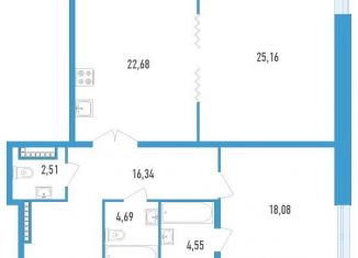 Продается трехкомнатная квартира, 94 м2, Москва, улица Лобачевского, 124к1, ЖК Огни