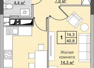 Продается 1-комнатная квартира, 40.8 м2, Ижевск, Первомайский район