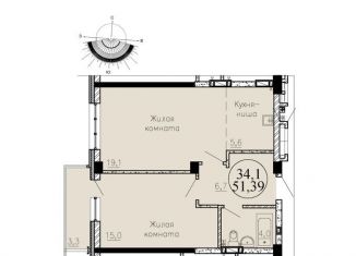 Продажа 2-комнатной квартиры, 52.1 м2, Новосибирск, Озёрная улица, ЖК Крымский