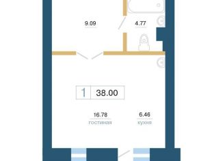 Продам однокомнатную квартиру, 38.1 м2, Красноярск