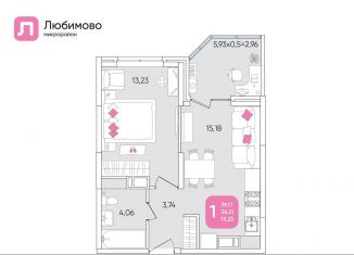 Продается однокомнатная квартира, 39.1 м2, Краснодарский край, микрорайон Любимово, 2