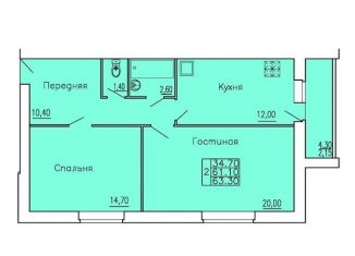 Продается двухкомнатная квартира, 66 м2, станица Ленинградская, Ярмарочная улица, 153Ак3
