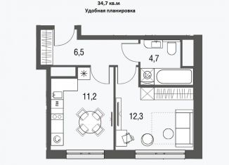 Продается однокомнатная квартира, 34.7 м2, Москва, ЖК Сиреневый парк