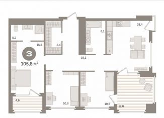 Продажа трехкомнатной квартиры, 105.8 м2, Тюмень, Центральный округ, жилой комплекс Европейский квартал, с23