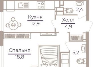 Продаю 1-комнатную квартиру, 44.4 м2, Москва, Херсонская улица, 43к5, ЖК Оникс Делюкс