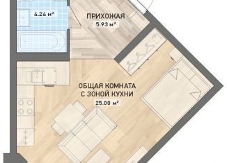 Квартира на продажу студия, 37.9 м2, Екатеринбург, ЖК Просторы