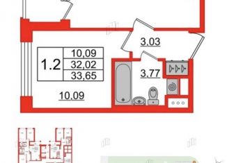 1-ком. квартира на продажу, 35 м2, Санкт-Петербург, Тосина улица, 6, ЖК Автограф в центре