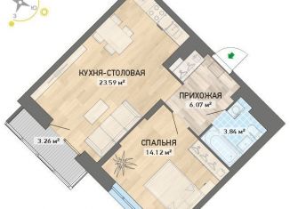 Продается однокомнатная квартира, 50.9 м2, Екатеринбург, Чкаловский район