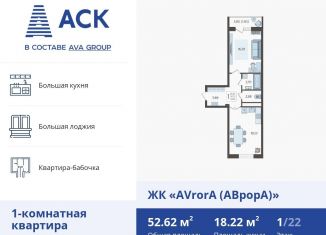 1-комнатная квартира на продажу, 52.6 м2, Краснодар, улица Дзержинского, 95, Западный округ