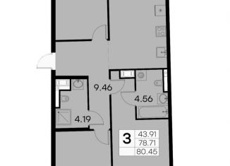 3-комнатная квартира на продажу, 80.5 м2, Санкт-Петербург, 25-я линия Васильевского острова, метро Василеостровская