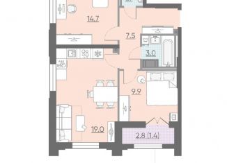 Продам двухкомнатную квартиру, 57.2 м2, Санкт-Петербург, ЖК Цивилизация на Неве